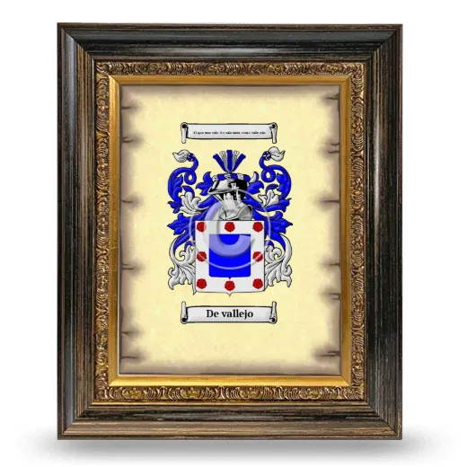 De vallejo Coat of Arms Framed - Heirloom