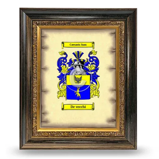 De vecchi Coat of Arms Framed - Heirloom