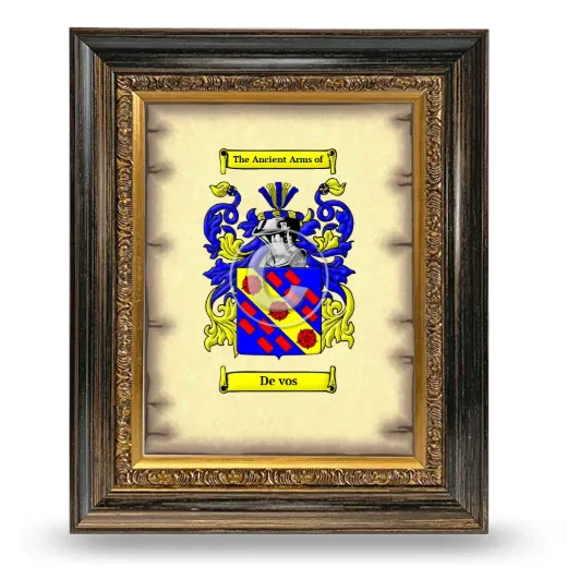 De vos Coat of Arms Framed - Heirloom