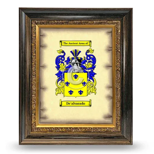 De'alvarado Coat of Arms Framed - Heirloom