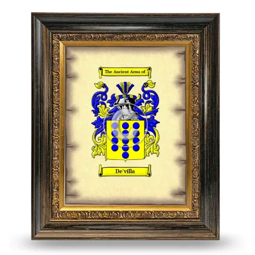 De'villa Coat of Arms Framed - Heirloom
