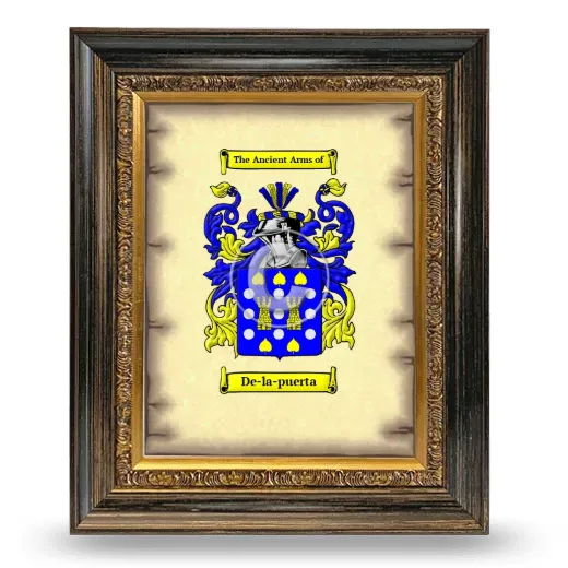 De-la-puerta Coat of Arms Framed - Heirloom