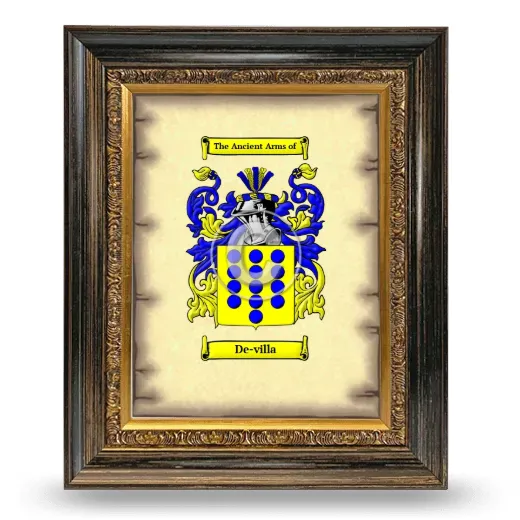 De-villa Coat of Arms Framed - Heirloom
