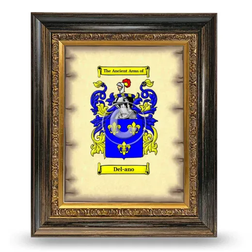 Del-ano Coat of Arms Framed - Heirloom