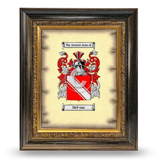 Del-vas Coat of Arms Framed - Heirloom