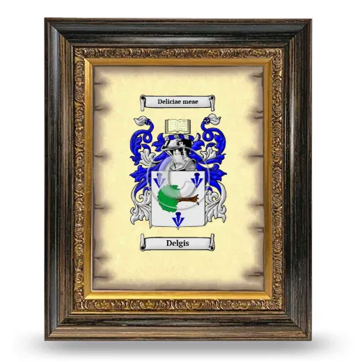 Delgis Coat of Arms Framed - Heirloom