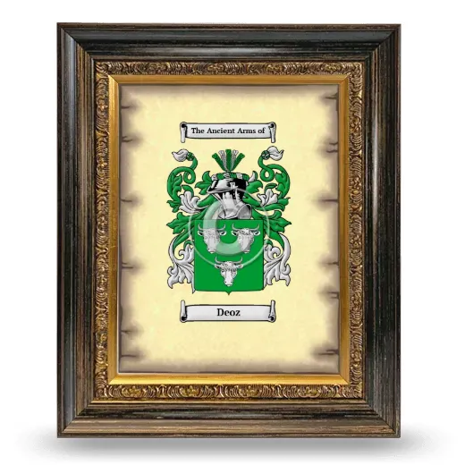 Deoz Coat of Arms Framed - Heirloom