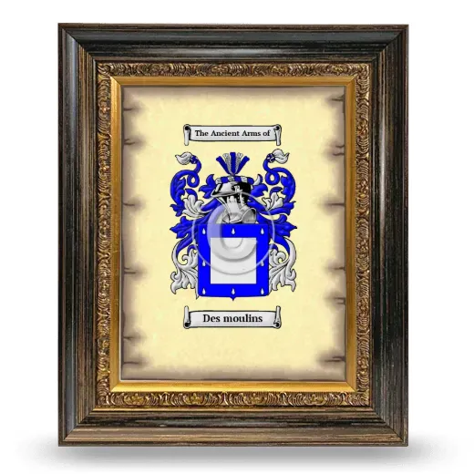 Des moulins Coat of Arms Framed - Heirloom