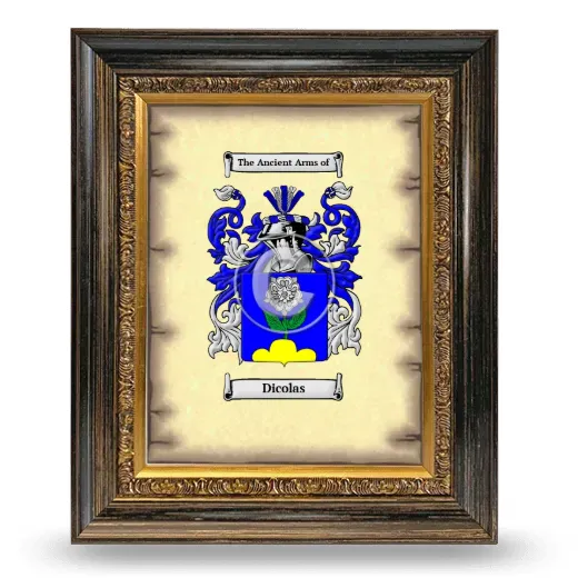 Dicolas Coat of Arms Framed - Heirloom