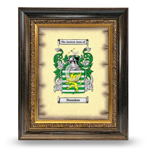 Dunnion Coat of Arms Framed - Heirloom