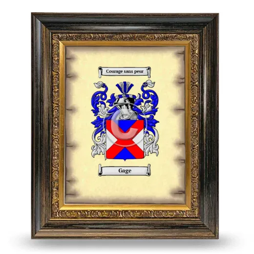 Gage Coat of Arms Framed - Heirloom