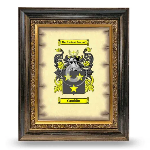 Gamblin Coat of Arms Framed - Heirloom
