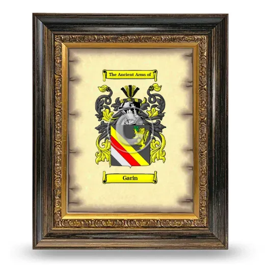 Garin Coat of Arms Framed - Heirloom