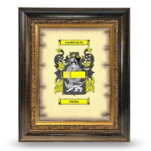 Gariss Coat of Arms Framed - Heirloom