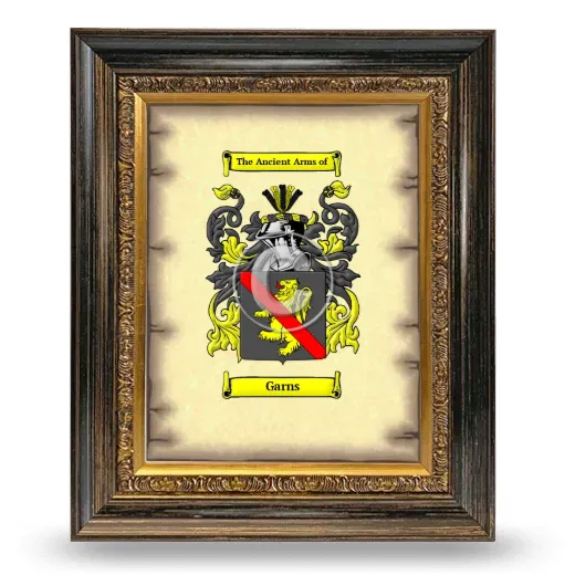 Garns Coat of Arms Framed - Heirloom