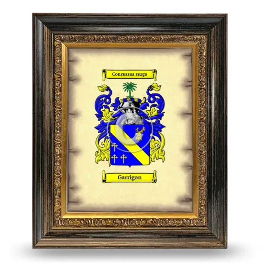 Garrigan Coat of Arms Framed - Heirloom