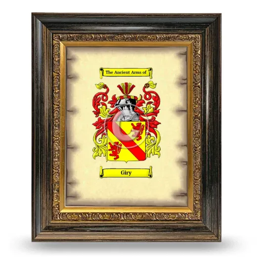 Giry Coat of Arms Framed - Heirloom