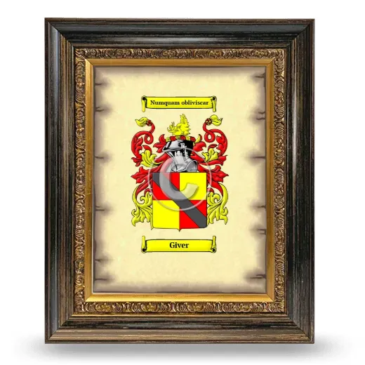 Giver Coat of Arms Framed - Heirloom