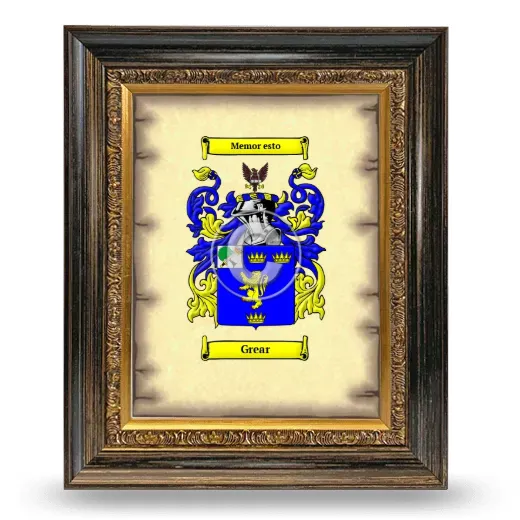 Grear Coat of Arms Framed - Heirloom