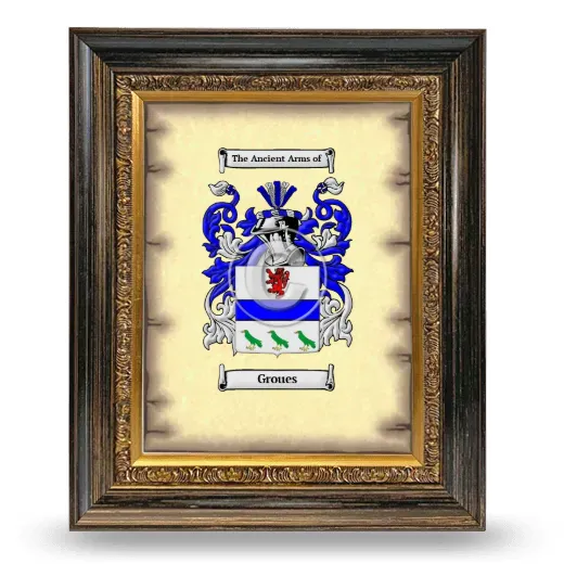 Groues Coat of Arms Framed - Heirloom