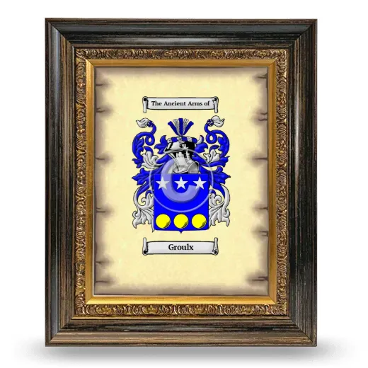 Groulx Coat of Arms Framed - Heirloom