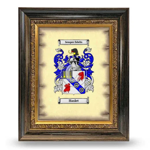 Haslet Coat of Arms Framed - Heirloom