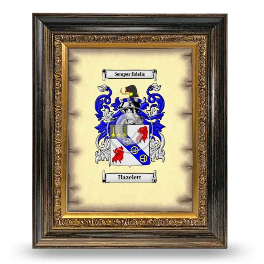 Hazelett Coat of Arms Framed - Heirloom