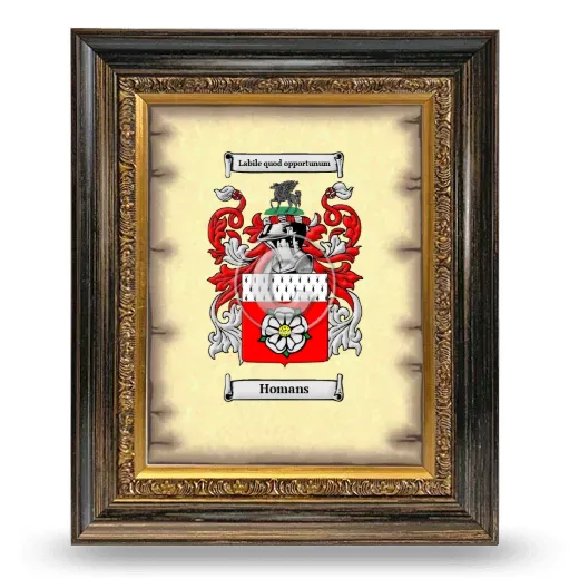 Homans Coat of Arms Framed - Heirloom