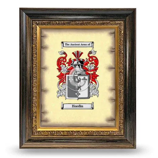 Hordin Coat of Arms Framed - Heirloom