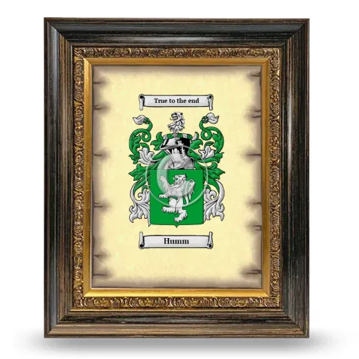 Humm Coat of Arms Framed - Heirloom