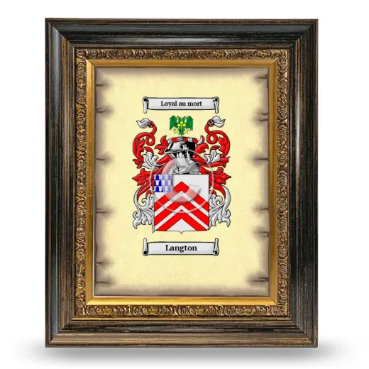 Langton Coat of Arms Framed - Heirloom