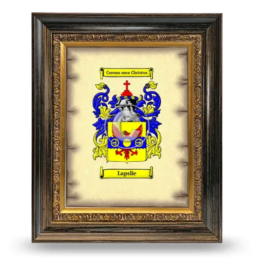 Lapslie Coat of Arms Framed - Heirloom