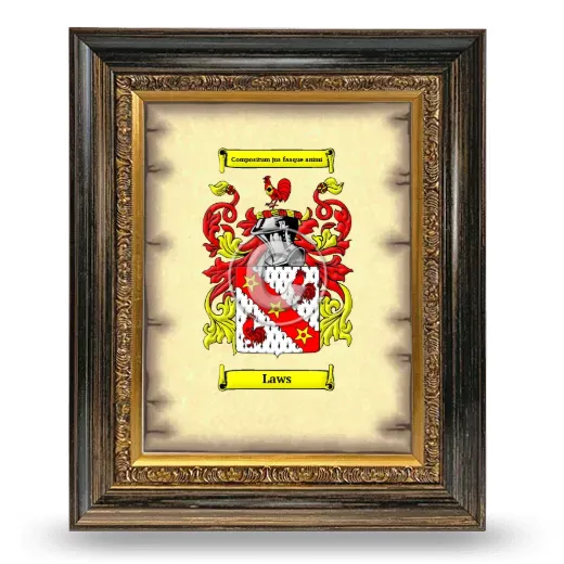 Laws Coat of Arms Framed - Heirloom