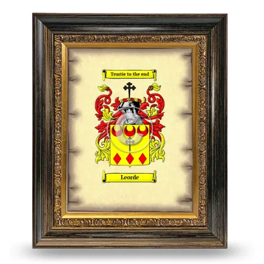 Leorde Coat of Arms Framed - Heirloom