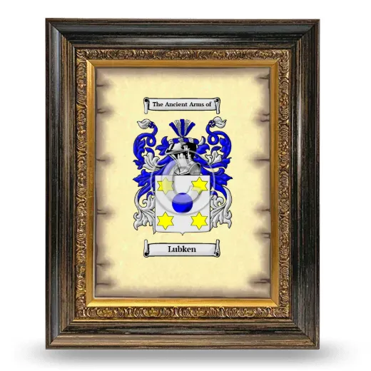 Lubken Coat of Arms Framed - Heirloom