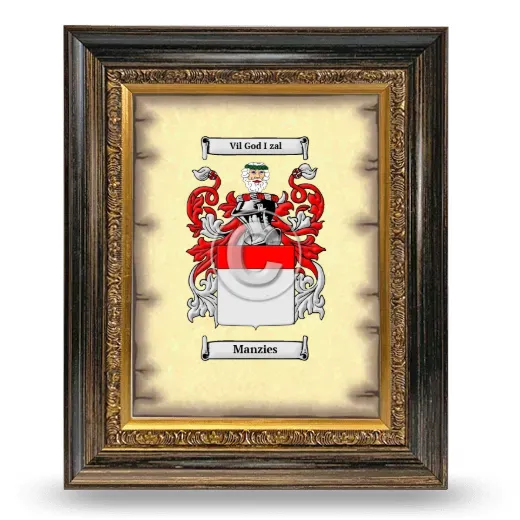 Manzies Coat of Arms Framed - Heirloom