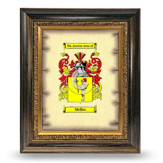 Melito Coat of Arms Framed - Heirloom