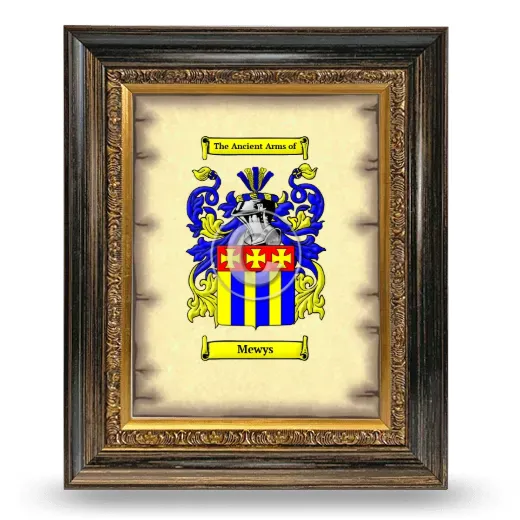 Mewys Coat of Arms Framed - Heirloom