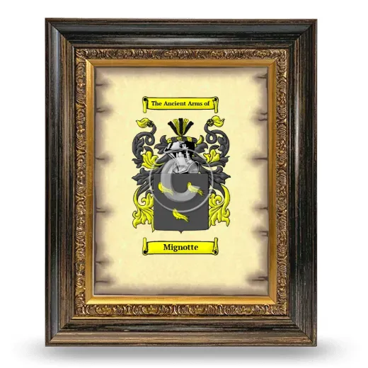 Mignotte Coat of Arms Framed - Heirloom