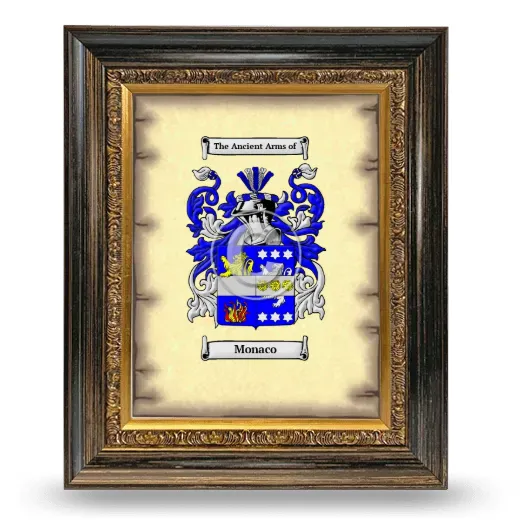 Monaco Coat of Arms Framed - Heirloom