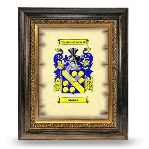 Monez Coat of Arms Framed - Heirloom