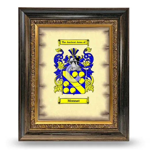 Monnat Coat of Arms Framed - Heirloom