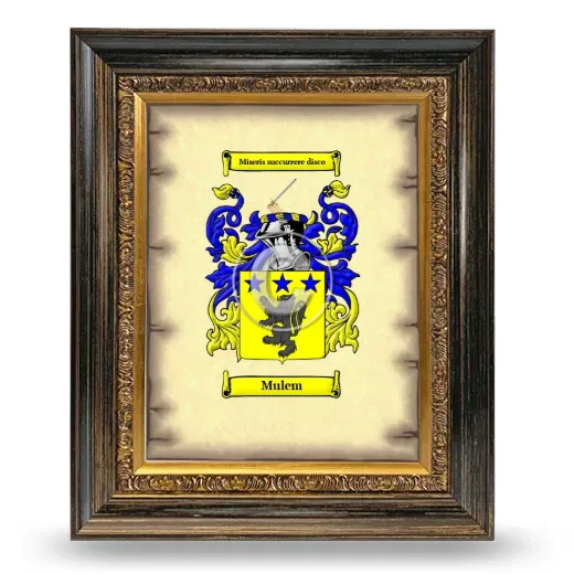 Mulem Coat of Arms Framed - Heirloom