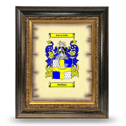 Orsbon Coat of Arms Framed - Heirloom