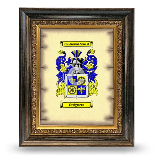 Ortiguera Coat of Arms Framed - Heirloom
