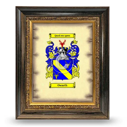 Owarth Coat of Arms Framed - Heirloom