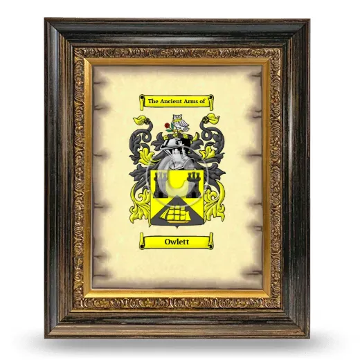 Owlett Coat of Arms Framed - Heirloom