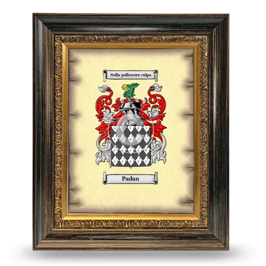 Padan Coat of Arms Framed - Heirloom