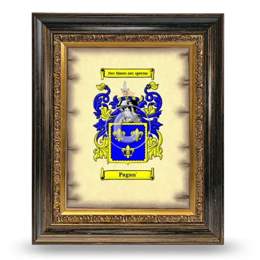 Pagan' Coat of Arms Framed - Heirloom
