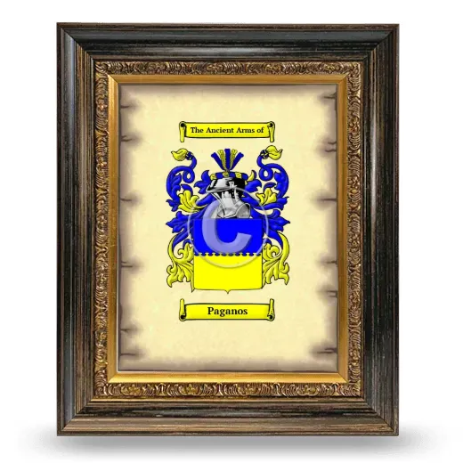 Paganos Coat of Arms Framed - Heirloom